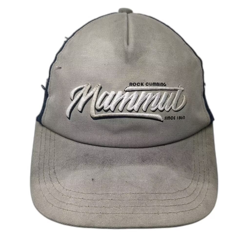 Mammut Trucker Hat Beige Black M Snapback Rock Climbing Embroidered Adjustable
